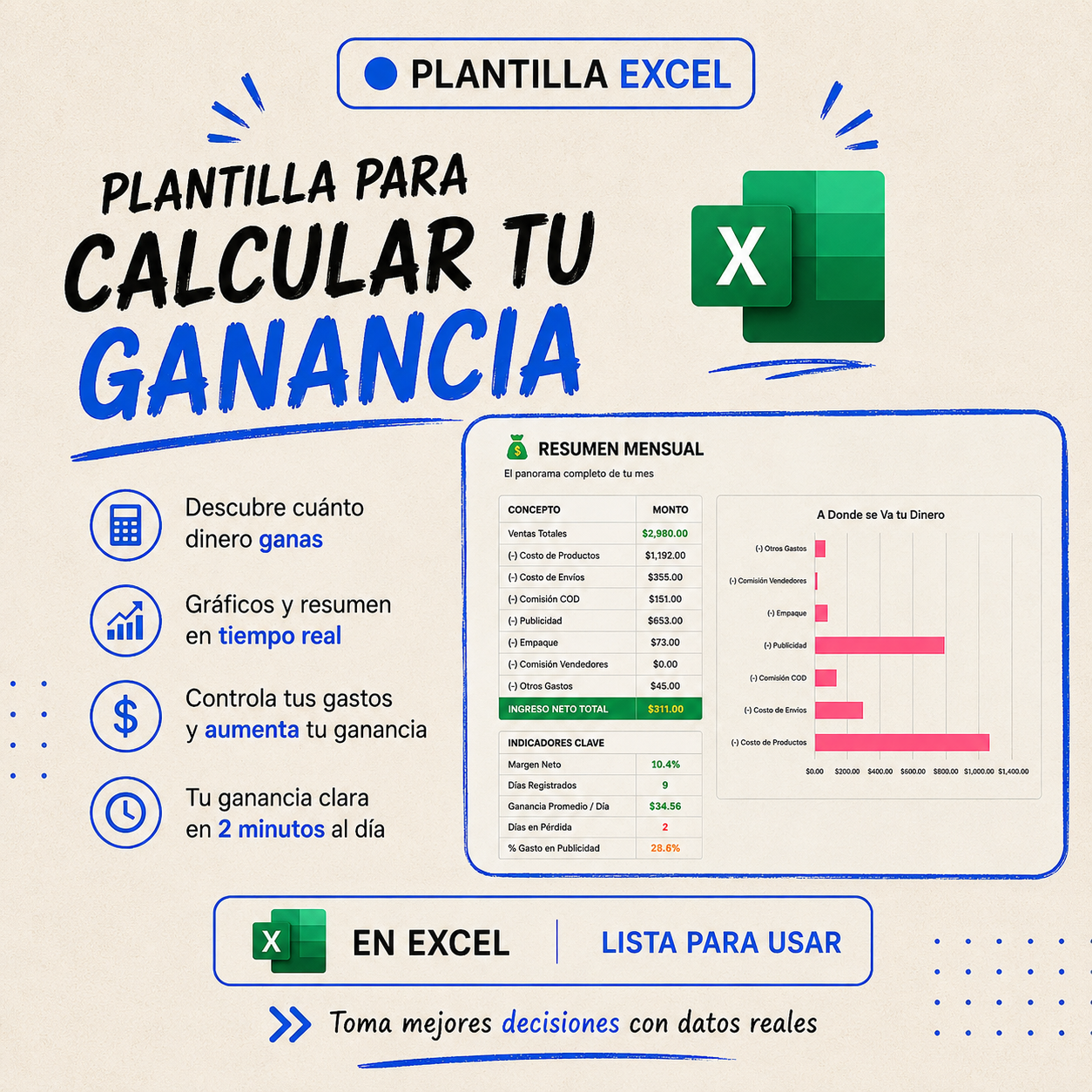PLANTILLA EXCEL PARA CALCULAR GANANCIA